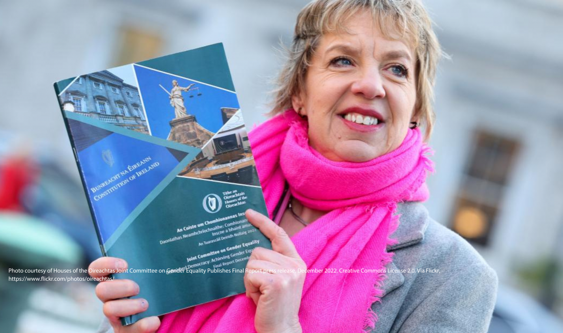 Photo courtesy of Houses of the Oireachtas Joint Committee on Gender Equality Publishes Final Report press release, December 2022. Creative Commons License 2.0. Via Flickr, https://www.flickr.com/photos/oireachtas/