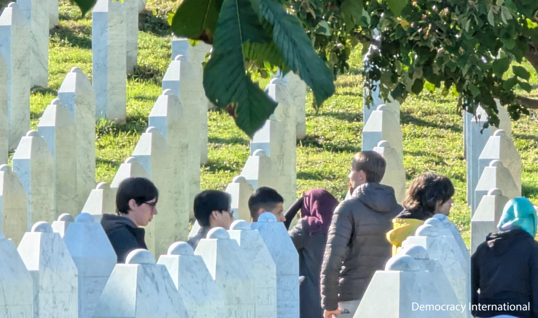Participants visiting Srebrenica Memorial Centre