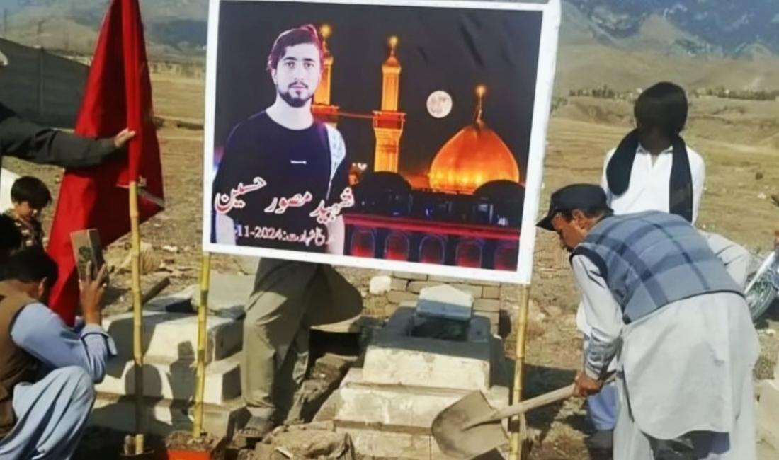 Pallbearers pour dirt into the grave of 19-year-old Shiite Musawir Hussain who was killed in a Nov. 21 attack in Pakistan’s Kurram district that left at least 52, mostly Shiites, dead. (Photo: Muhammad Nawaz)